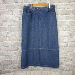 Vintage 90s Denim Maxi Skirt Cargo Pocket Size 10 Boho Christopher& Banks